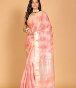 Kota tissue zari embroidery saree (red)