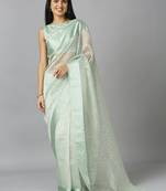 Sea Green Organza Stone Work Party Wear Designer Saree