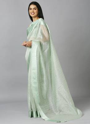 Sea Green Organza Stone Work Party Wear Designer Saree 3