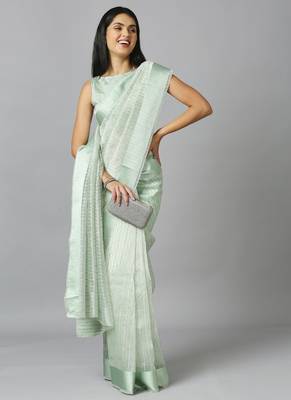 Sea Green Organza Stone Work Party Wear Designer Saree 4