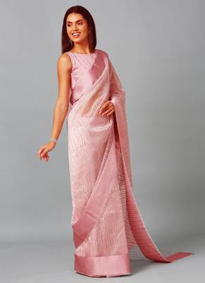 Baby Pink Organza Stone Work Party Wear Designer Saree 3