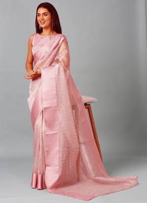 Baby Pink Organza Stone Work Party Wear Designer Saree 4