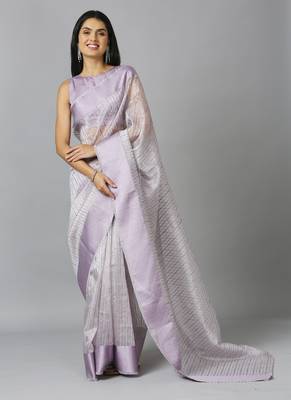 Light Lavender Organza Stone Work Party Wear Designer Saree 1