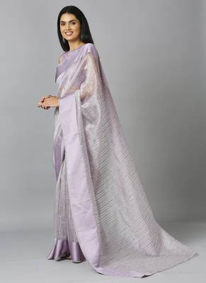 Light Lavender Organza Stone Work Party Wear Designer Saree 3