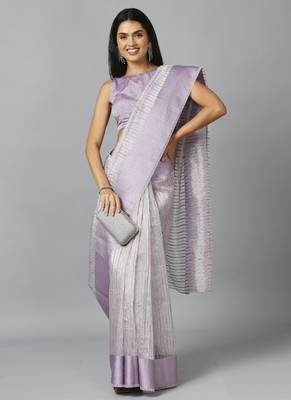 Light Lavender Organza Stone Work Party Wear Designer Saree 4
