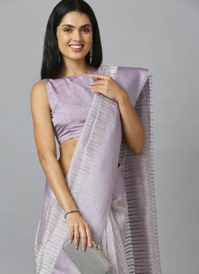 Light Lavender Organza Stone Work Party Wear Designer Saree 5