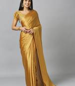 Mustard Chiffon Resham Embroidery Party Wear Designer Saree