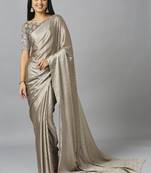 Grey Chiffon Resham Embroidery Party Wear Designer Saree