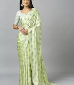 Lime Chiffon Resham Embroidery Party Wear Designer Saree