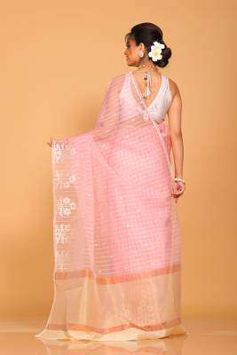 Orzanga stripe embroidery saree (pink) 4