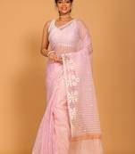 Orzanga stripe embroidery saree (light purple)