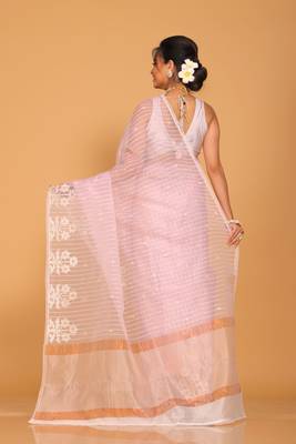 Orzanga stripe embroidery saree (light purple) 4