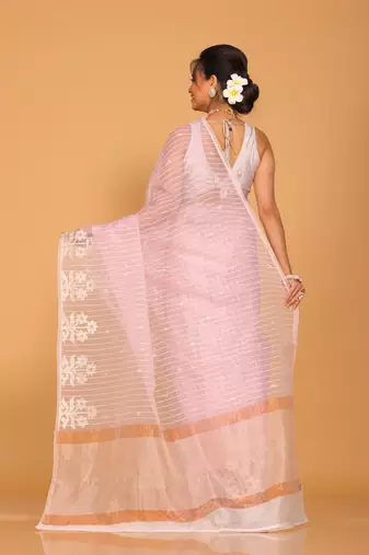 Orzanga stripe embroidery saree (light purple)