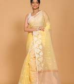 Orzanga stripe embroidery saree (yellow)
