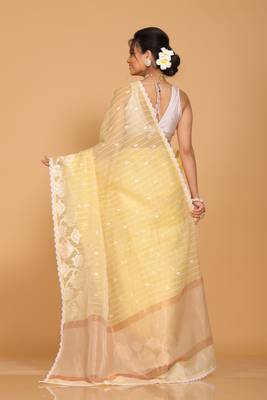 Orzanga stripe embroidery saree (yellow) 4