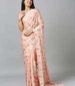 Light Peach Chiffon Resham Embroidery Party Wear Designer Saree