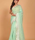 Cotton chendari embroidery saree (green)