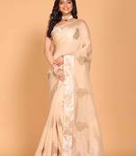 Cotton chendari embroidery saree (beige)