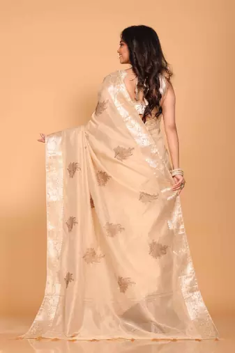 Cotton chendari embroidery saree (beige)