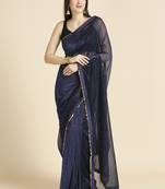 Royal Blue Fancy Fabric Sequins Work Party Wear Designer Saree