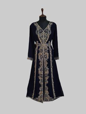 Black color Full Sleeves Handmade Moroccan Kaftan 1