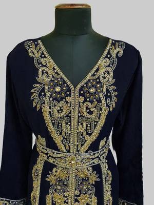 Black color Full Sleeves Handmade Moroccan Kaftan 2