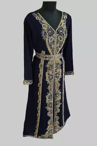 Black color Full Sleeves Handmade Moroccan Kaftan