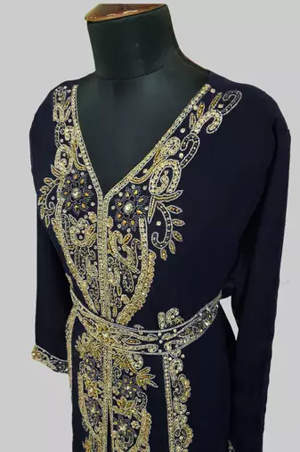 Black color Full Sleeves Handmade Moroccan Kaftan
