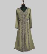 Beige color luxurious Full Sleeves Handmade Moroccan Kaftan.