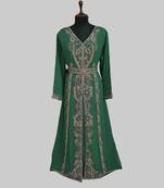 Dark Green color luxurious Full Sleeves Handmade Moroccan Kaftan.