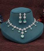 Pista green color american diamond necklace set