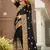 Black Zari Resham Embroidered Border Satin Party Wear Saree With Blouse Piece