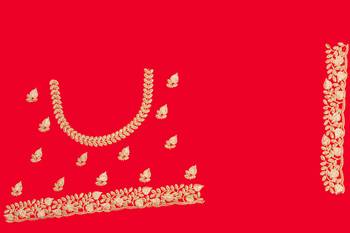 Red Zari Resham Embroidered Border Satin Party Wear Saree Sari With Blouse Piece 5