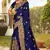 Navy Blue Zari Resham Embroidered Border Satin Party Wear Saree With Blouse Piece