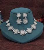 Silver color american diamond necklace set