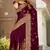 Wine Zari Resham Embroidered Border Satin Party Wear Saree With Blouse Piece