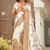 Off-White Zari Resham Embroidered Border Satin Party Wear Saree With Blouse Piece