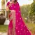 Magenta Zari Resham Embroidered Border Satin Party Wear Saree With Blouse Piece