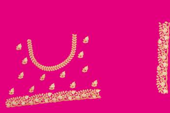 Magenta Zari Resham Embroidered Border Satin Party Wear Saree With Blouse Piece 5