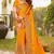 Mustard Zari Resham Embroidered Border Satin Party Wear Saree With Blouse Piece