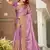Light Purple Zari Resham Embroidered Border Satin Party Wear Saree With Blouse Piece