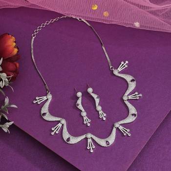 Purple color american diamond necklace set 1