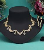 Pink color american diamond necklace set