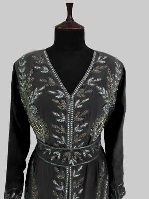 Black color Full Sleeves Handmade Moroccan Kaftan 2