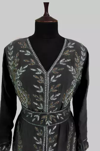 Black color Full Sleeves Handmade Moroccan Kaftan