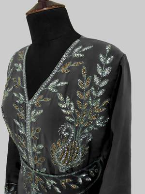 Black color Full Sleeves Handmade Moroccan Kaftan 4