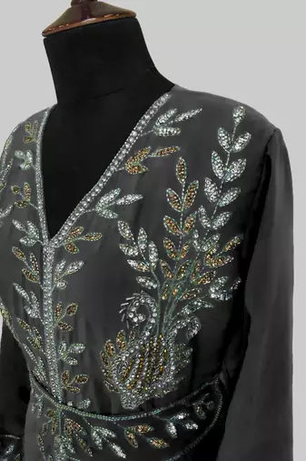 Black color Full Sleeves Handmade Moroccan Kaftan