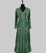 Dark Green color luxurious Full Sleeves Handmade Moroccan Kaftan.