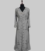 Grey color luxurious Full Sleeves Handmade Moroccan Kaftan.