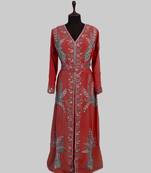 Maroon color luxurious Full Sleeves Handmade Moroccan Kaftan.